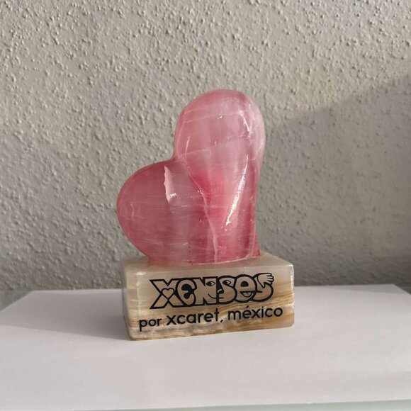 Xplor Xenses By Xcaret Mexico Rose Quartz Marble Pink Heart Lamp Night Light 5'' - Picture 4 of 10
